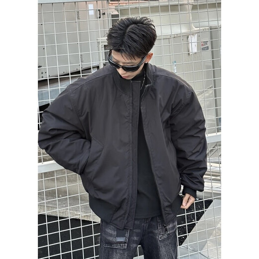 Zhiwei thickened cotton jackets for boys spring, autumn and winter new style zipper waterproof trendy cotton-padded jackets warm shirts XZ1213-M2527 black (cotton thickening)