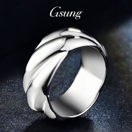 GsunG couple ring platinum pt950 men's fashion platinum pair ring women's twist shape solid wedding ring can be customized based on the gold price of the store on the day