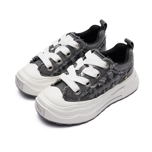 SHOOT BRAND Reprise Series Wear-Resistant Thick-soled Heightened Retro Denim Gray Canvas Shoes Same Style for Men and Women Denim Gray 37