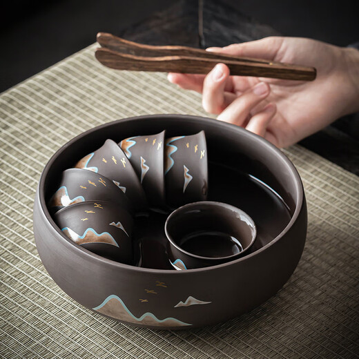 Porcelain Friendship Tea Purple Sand Remote Mountain Automatic Tea Set Gift Box for New Year's Eve Gifts for Elders, Birthday Gifts for Dad, Housewarming Souvenirs