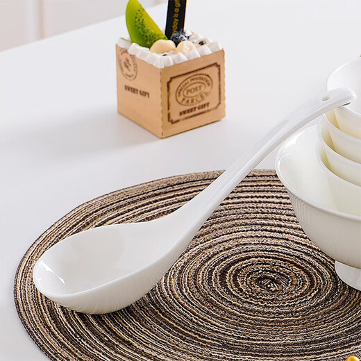 Sky Top large ceramic spoon rice spoon bone china pure white household tableware Mago 1 piece