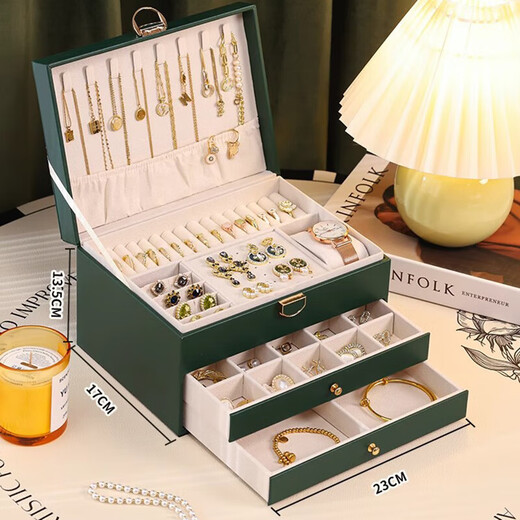 Eight seabird jewelry box storage box with lock exquisite earrings jewelry necklace earrings storage display stand Chinese Valentine's Day