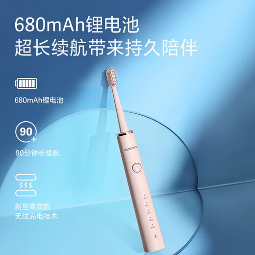 FLYCO Electric Toothbrush for Couples Adult Home Valentine's Day Gift for Men and Women Rechargeable Fully Automatic Sonic Vibration Soft-bristled Toothbrush FT7108 Zhaoxia Powder 2 Original Toothbrush Heads + Stand Charger