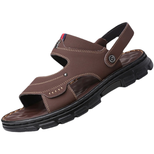Playboy (Playboy) Sandalen Herren echtes Leder atmungsaktivem Dual-Purple-Sandalen Herren-Sohle ohne Schlupf-Freizeitschuhe Outdoor Beachschuhe Brown-H835 41