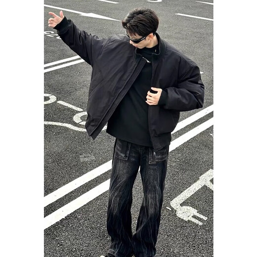 Zhiwei thickened cotton jackets for boys spring, autumn and winter new style zipper waterproof trendy cotton-padded jackets warm shirts XZ1213-M2527 black (cotton thickening)