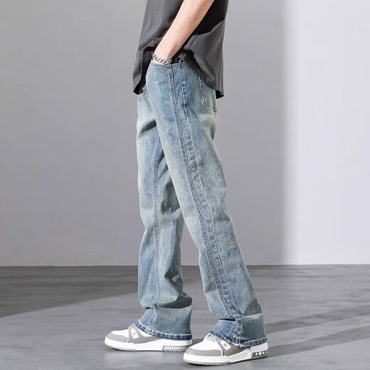 Cotton 2025 Nouveau jean Spring et automne High Street Brand Trendy Brand Loose Loose Lot Laig-Leg Casual Casual
