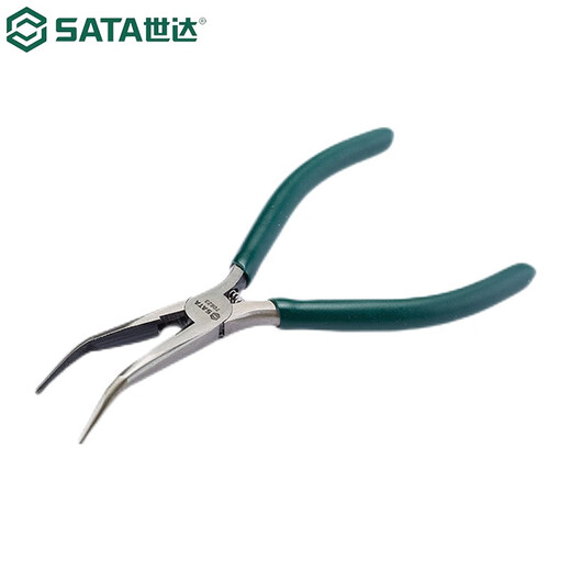 SATA Chrome Vanadium Steel Curved Nose Electronic Needle Nose Pliers Tool 6 70623