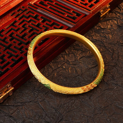 OAZ ancient method Qianli Jiangshan bracelet enamel color gold bracelet wedding light luxury versatile temperament bracelet ancient method bracelet