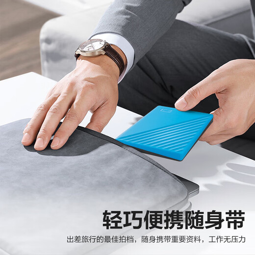 Western Digital (WD) mobile Festplatte My Passport Begleitversion 2,5-Zoll mechanische mobile Festplatte Mobiltelefon und Computer externe Begleitversion blau | Hardwareverschlüsselung kompatibel mit Mac 2 TB