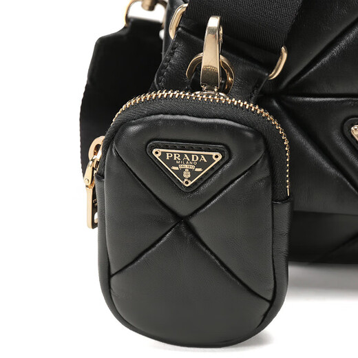 PRADA Women's System Series Antique Handheld Shoulder Crossbody Bag with Pendant Coin Purse Women's Bag 1BD292 2DMO F0002 V L9O Black