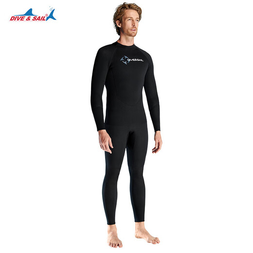 DIVE&SAIL swimsuit men's thickened 1.5MM long-sleeved one-piece wetsuit men's large size warm and cold snorkeling surfing swimsuit black M (recommended weight 135-150Jin Jin equals 0.5 kg)