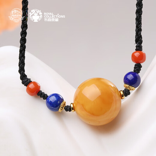 Potala Palace Orphan Beeswax Pendant Lapis Lazuli Transfer Bead Necklace Men's and Women's Colorful Treasure Ornament Birthday Gift for the Year of the Life