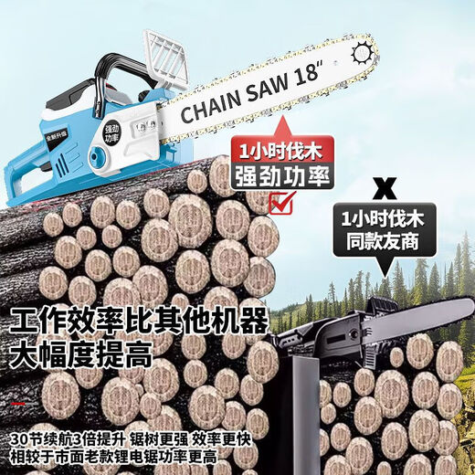 Wuyang Honda King imported lithium electric chain saw rechargeable high-power lithium battery household firewood outdoor saw cordless felling saw German high-end 16-inch high-power pure copper brushless 30 cells three batteries three chains + tools