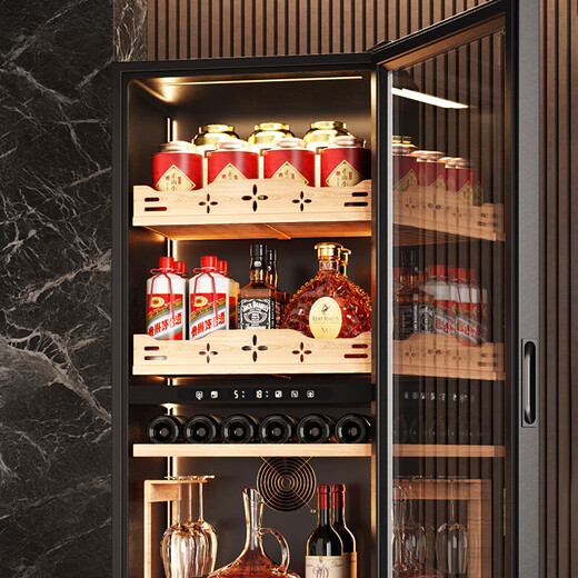 Vincase wine cabinet constant temperature wine cabinet air-cooled constant temperature moisturizing wine refrigeration storage display cabinet multi-functional household refrigerator sake beer cold bar foreign wine tea cabinet single temperature | fixed frequency | full version 256L thin section