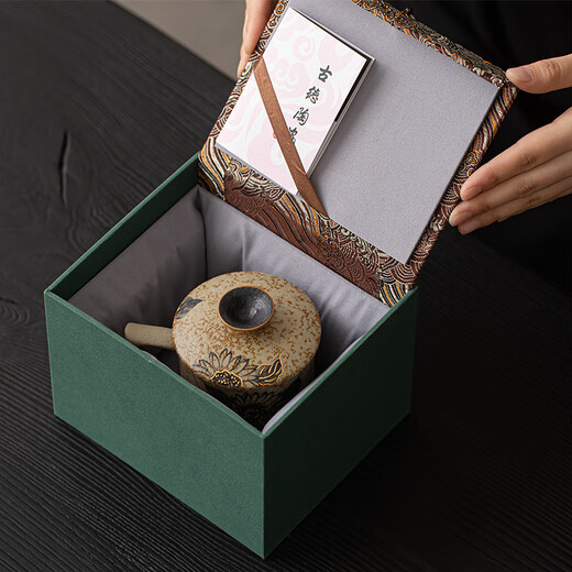 Xi Yuanji hand-painted blue and white flint red tea cup ceramic water cup with lid office mug Chinese antique cup hand-painted blue and white flint red Song Dynasty water cup-Sunflower