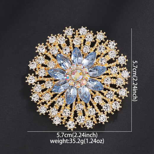 WOUG elegant lady snowflake brooch alloy inlaid glass rhinestone pin clothing fixed acrylic snowflake