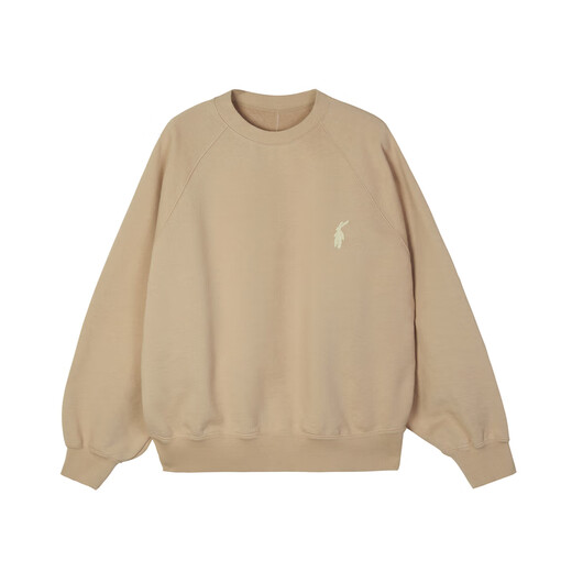 速写男装春秋新款卫衣男简约刺绣套头运动宽松圆领休闲上衣 273纸卡其 L