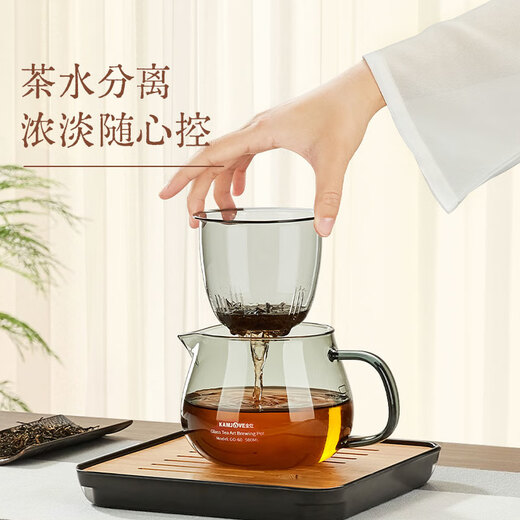 KAMJOVE high borosilicate glass teapot glass liner tea water separation elegant cup 2025 new flower teapot with filter