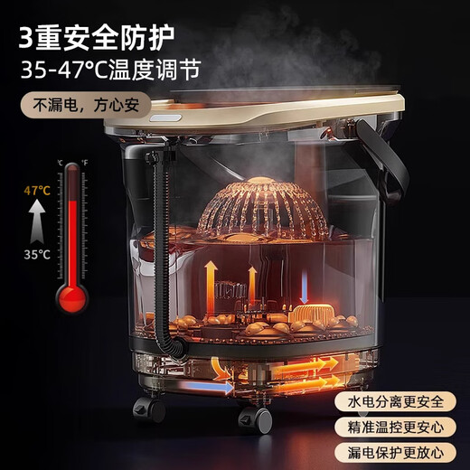 CHIGO foot bath bucket foot bath electric foot bath basin heated and folded fully automatic foot massage foot basin fumigation constant temperature home foot therapy deep bucket relaxation massager birthday gift spray surfing luxury model 46CM deep bucket soaking the calf + red light irradiation New Year's Day gift for male and female friends and parents practical high-end holiday gifts