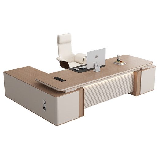 Minrui boss table high-end light luxury single office desk and chair executive desk manager table high-end president table simple and modern 2.4 meters boss table + boss chair