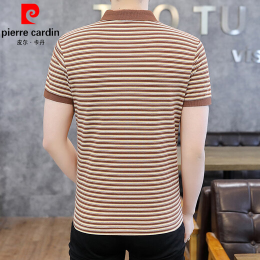 皮尔卡丹（pierre cardin）夏季男士翻领短袖polo衫潮牌衬衫领条纹刺绣t恤简约有领衣服体恤 6626灰色 XL