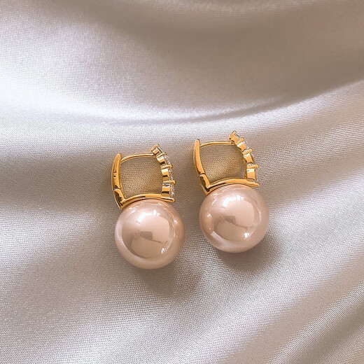 Bai Qixin Pearl Earrings Pink Imitation Pearl Earrings Women's Niche Design High-Quality Light Luxury French New Stud Earrings Pearl Earrings Rose Gold