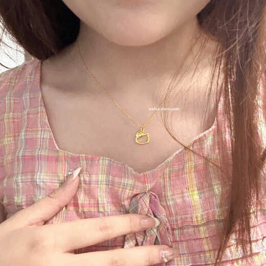 Chihuan 18K gold Helokttiy cat head necklace for women sterling silver gold plated hollow Hello Kitty clavicle chain bow Helo kttiy cat head necklace