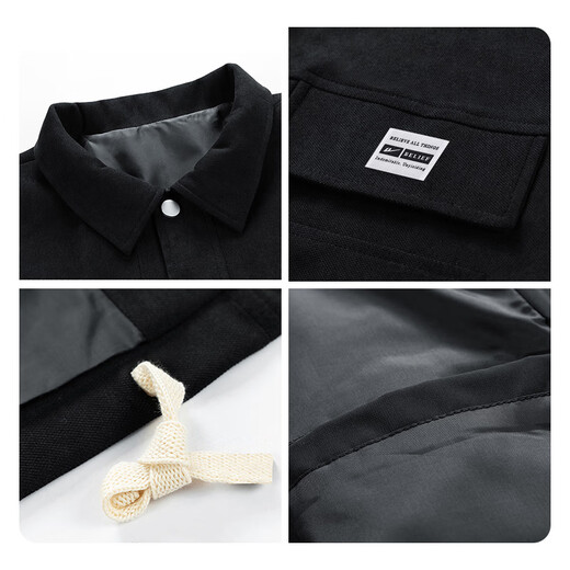 Pull-back jacket men's spring and autumn casual versatile lapel jacket men's trendy workwear men's tops black L