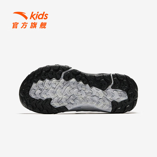 ANTA Children's Sandals Men's Big Children's Shoes 2025 Summer New Breathable Velcro Shark Toe Outdoor Beach Shoes Black/Silver-1 33
