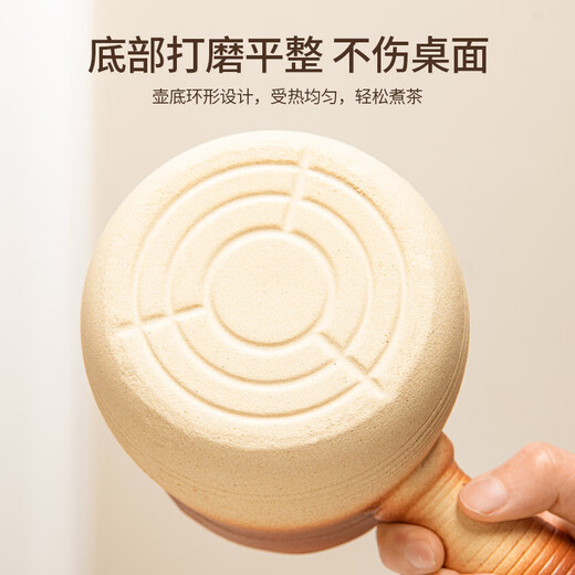 Xiangye's large dry-burning pot pot with lid and stove-cooking teapot can be used for roasting tea and making milk tea over an open fire. Ceramic set. Rough pottery heart-shaped striped side-handled pot.