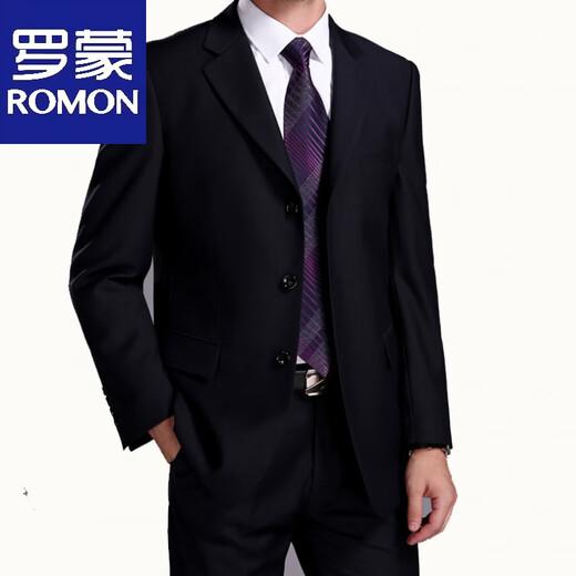 Luo Meng suit men's suit middle-aged and elderly three-button top single-piece casual business middle-aged suit dad's small suit black 3-button single-piece top S 160 (99Jin Jin is equal to 0.5 kg for inner wear)