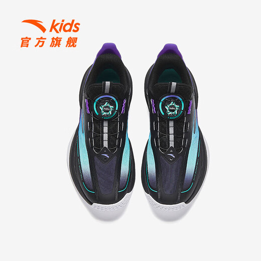 Anta-Kinder-Turnschuhe große Kinderschuhe 2025 Frühling Neues Produktknopf-Top-Top-Polstergrün-Basketballschuhe Schwarz/Punk lila/fluoreszierende Wassergrün-4 37