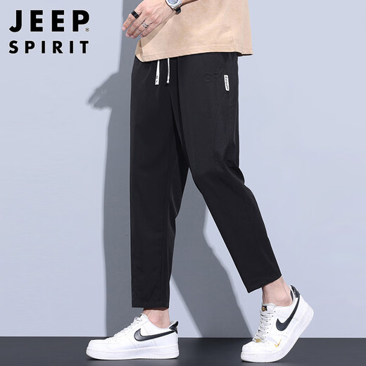 JEEP SPIRIT Jeep casual pants men's summer nine-point thin loose straight pants men's trendy ice silk sports pants