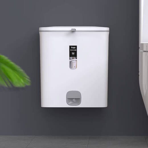 Hengjiewei bathroom trash can kitchen household wall-mounted light luxury anti-odor trash can toilet sandwich internet celebrity hanging paper basket white--10L with lid without inner tube