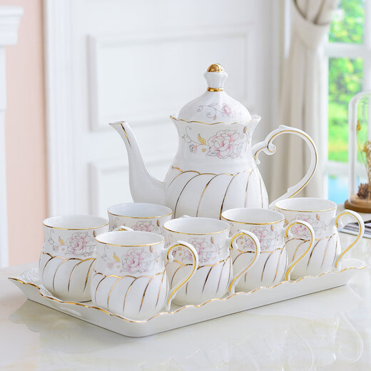 Jingdezhen high-end European water cup set ceramic living room cup family light luxury teapot tea set teacup household cup set national beauty and fragrance