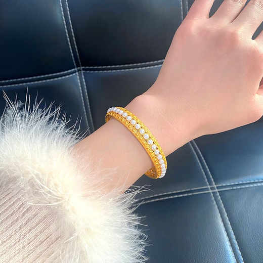 Shilian ancient gold 999 pure gold 18k gold alloy national style beaded concubine bracelet filigree versatile fashionable bracelet for women 58#