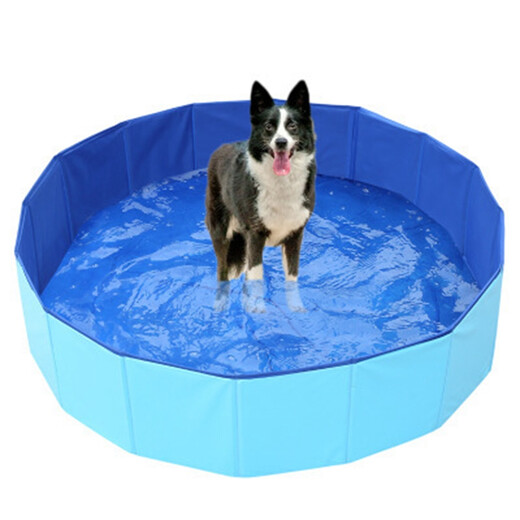 Ferret Fragrance Pet Foldable Bathtub Extra Large Bathtub Medicinal Bath Bath Supplies Dog Swimming Pool SPA Artifact Blue Thickened Diameter 80*Height 20 Drainage Side Side 50Jin Jin is equal to 0.5kg