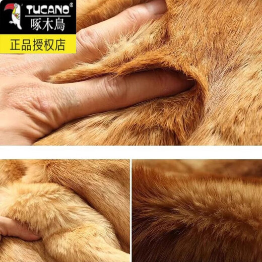 Woodpecker lining dog hair vest men's fur all-in-one cotton vest winter middle-aged and elderly thickened and warm real dog fur daddy suit black real fur lining 2XL 110-135Jin Jin equals 0.5 kg