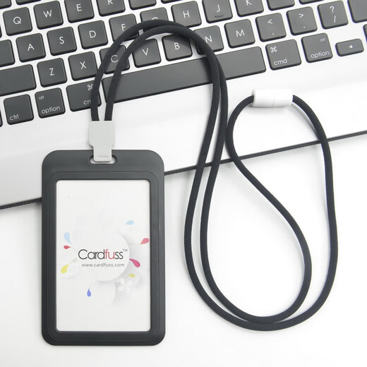 时尚圆绳挂绳吊牌员工牌公交卡工作牌工作证校园卡套卡带学生公交 C5黑色竖版+9734黑色圆绳