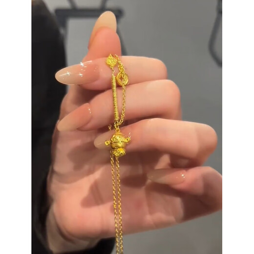 KZD gold God of Wealth pendant necklace copper coin gold-plated fortune transfer beads national style design alloy clavicle chain small