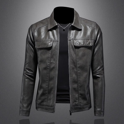 ANDSEEYOU chaqueta de cuero de solapa de marca motocicleta para hombre guapo otoño e invierno nuevo estilo parka hermosa chaqueta de cuero delgada exterior chino Día de San Valentín negro L