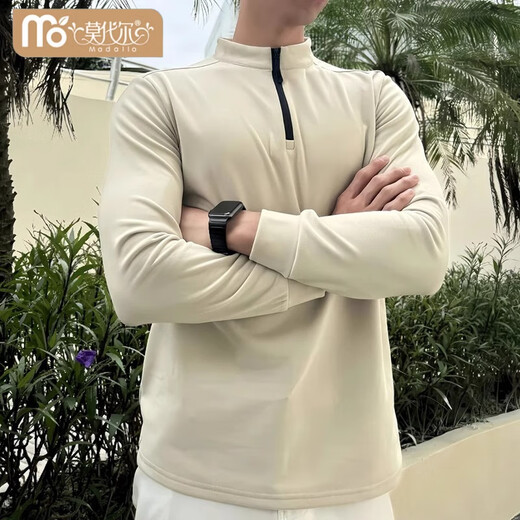 Modal Men's German Velvet Bottoming Shirt Slim Fit Half-Zip Mid-High Collar T-Shirt Long Sleeve Black Inner Premium Sports Sweatshirt Black Upgraded Version 3XL (Suitable) 160-175Jin Jin is equal to 0.5kg