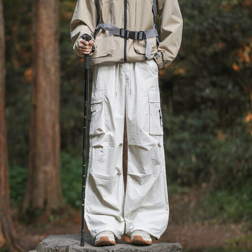 
SWAMP AREA paratrooper charge pants men's spring and summer thin pleated hiking pants straight sports and casual ice silk pants WS701 m white M
