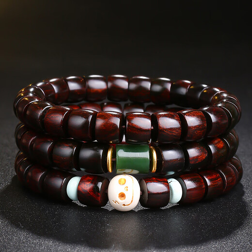 Yueyin Baichuan Huanghuali Bracelet Oil Pear Old Material Buddha Bead Bracelet Jasper Model About 8*10mm