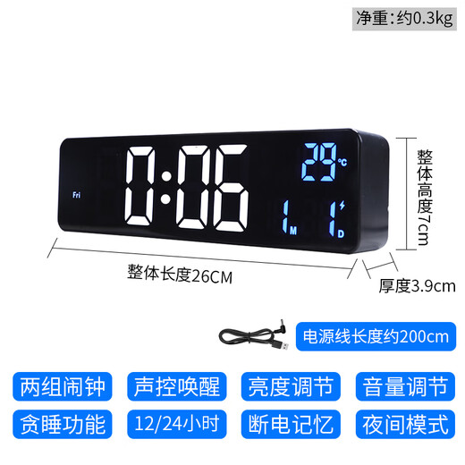 Hanse LED Desktop Uhr Wohnzimmer Deskuhr Multifunktion elektronischer digitaler Weck