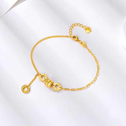 Mo Qianxue gold bracelet for women 99 pure gold double chain 18k gold small waist bracelet for Valentine's Day for girlfriend small waist bracelet 10cm