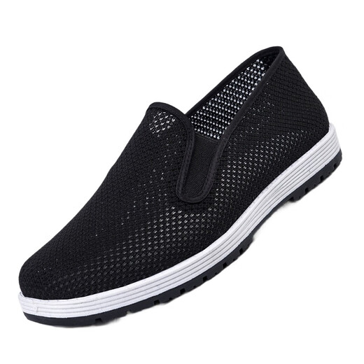 Traditional cloth shoes for men, old Beijing cloth shoes, casual low-top mille-layer soles, one-legged shoes for the elderly, breathable non-slip work shoes, mugwort black cloth shoes 42