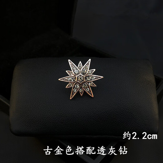 Quamer Old Phoenix Kragen Pin Anti-exponierte Schnalle Volldiamant Hexagramm Herren Brosche Hemdkragen Pin Persönlichkeit Altes Gold