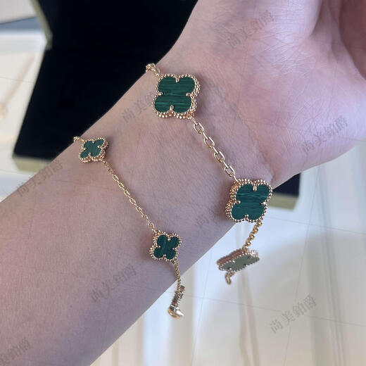 Junbu four-leaf clover five-flower bracelet clover women light luxury 18k rose gold red agate gift for girlfriend rose gold white mother-of-pearl