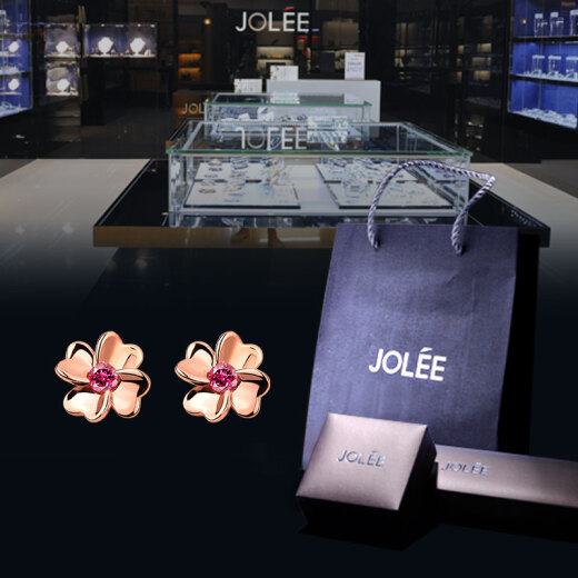 JOLEE earrings for women with colored gemstones S925 silver fashionable rose gold clover jewelry as gifts for girls